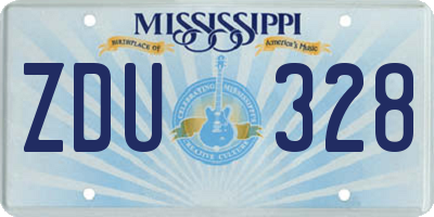 MS license plate ZDU328