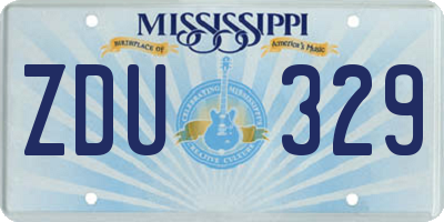 MS license plate ZDU329