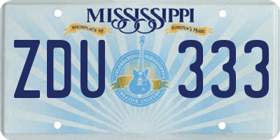 MS license plate ZDU333