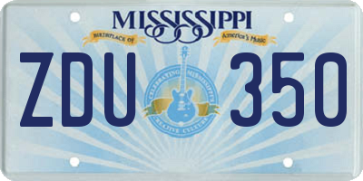 MS license plate ZDU350