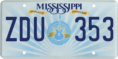 MS license plate ZDU353