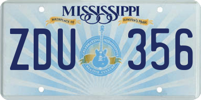 MS license plate ZDU356