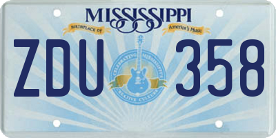 MS license plate ZDU358