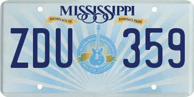 MS license plate ZDU359