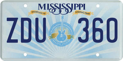 MS license plate ZDU360