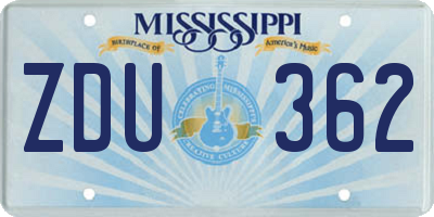 MS license plate ZDU362