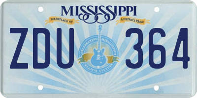 MS license plate ZDU364