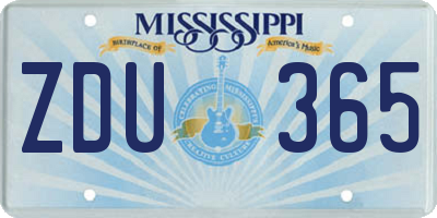 MS license plate ZDU365