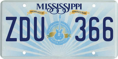 MS license plate ZDU366