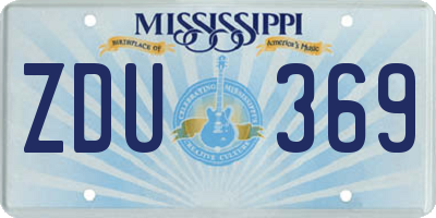 MS license plate ZDU369