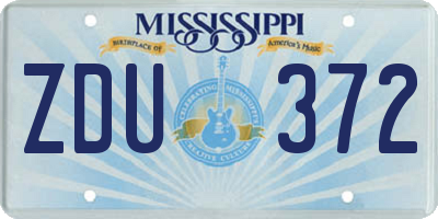 MS license plate ZDU372