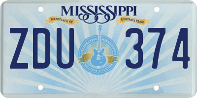 MS license plate ZDU374