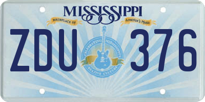 MS license plate ZDU376