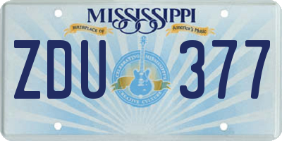 MS license plate ZDU377