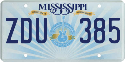 MS license plate ZDU385