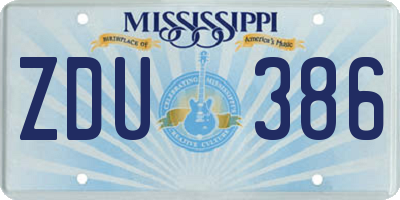 MS license plate ZDU386
