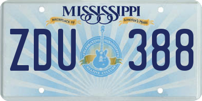 MS license plate ZDU388