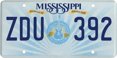 MS license plate ZDU392