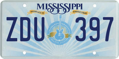 MS license plate ZDU397