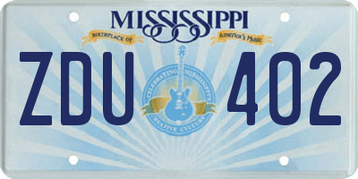 MS license plate ZDU402