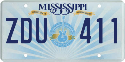 MS license plate ZDU411