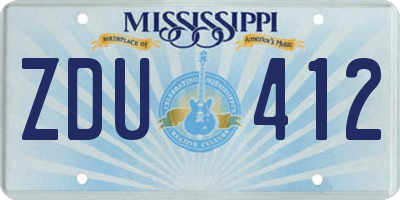 MS license plate ZDU412