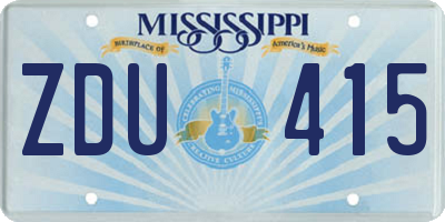 MS license plate ZDU415