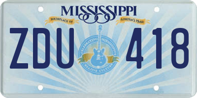 MS license plate ZDU418