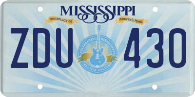 MS license plate ZDU430