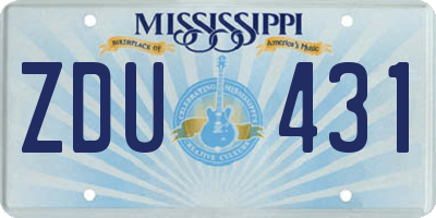 MS license plate ZDU431