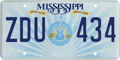 MS license plate ZDU434