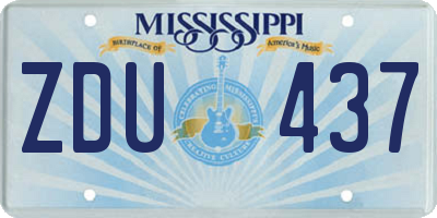 MS license plate ZDU437