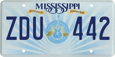 MS license plate ZDU442