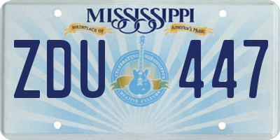 MS license plate ZDU447