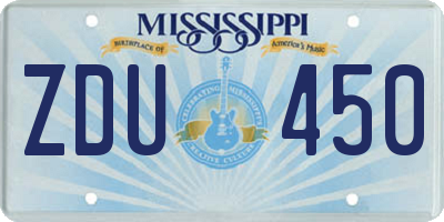 MS license plate ZDU450