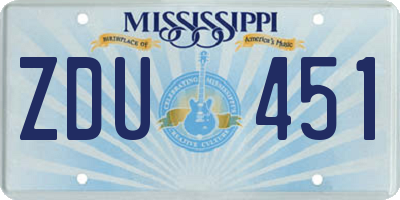 MS license plate ZDU451