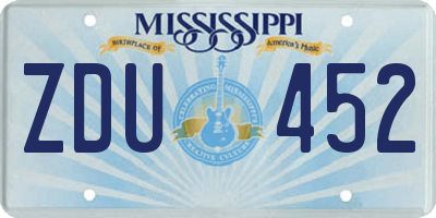 MS license plate ZDU452