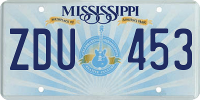 MS license plate ZDU453