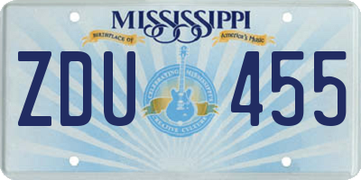 MS license plate ZDU455