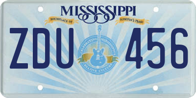 MS license plate ZDU456