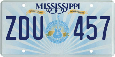 MS license plate ZDU457