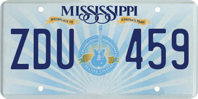 MS license plate ZDU459