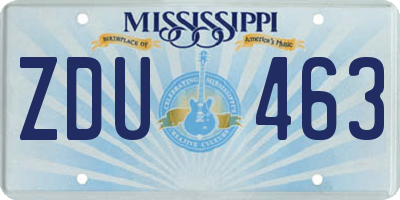 MS license plate ZDU463