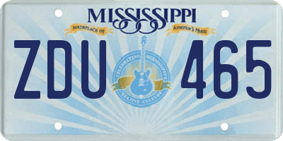 MS license plate ZDU465