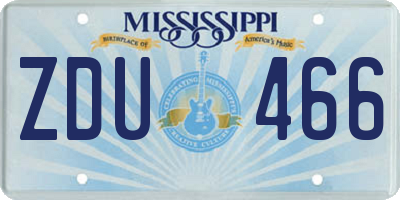 MS license plate ZDU466