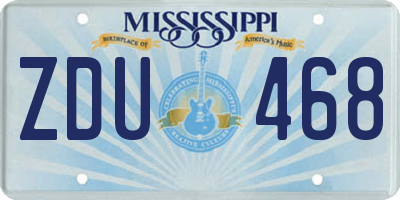 MS license plate ZDU468