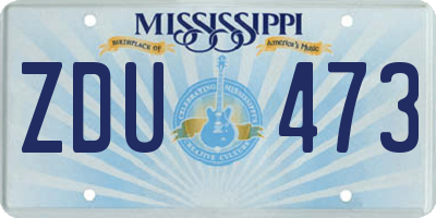 MS license plate ZDU473
