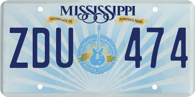 MS license plate ZDU474