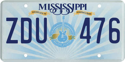MS license plate ZDU476