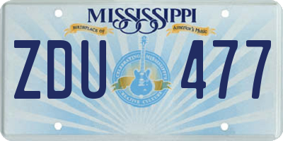 MS license plate ZDU477